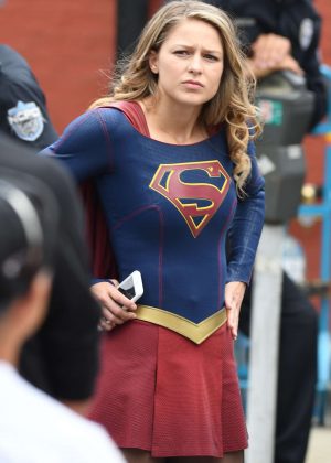 Melissa Benoist - On the set of 'Supergirl' in New Westminster